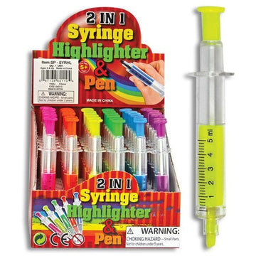 Kellis Gifts Kids Green Syringe Highlighters and Pens-Cute Gift for Health Care or Veterinary Professionals!
